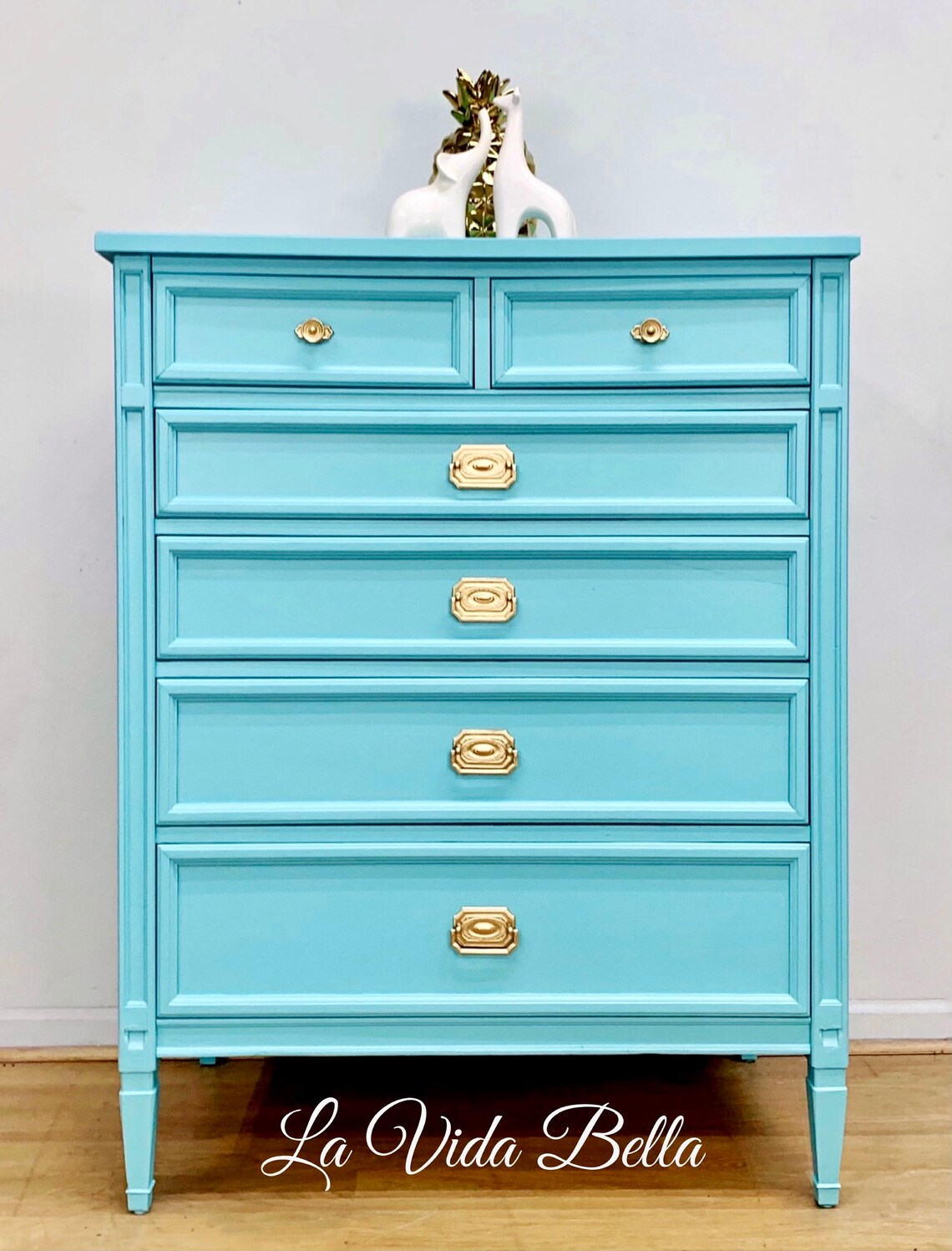 Stunning Chest of Drawers Dresser Blue Aqua Antique Etsy