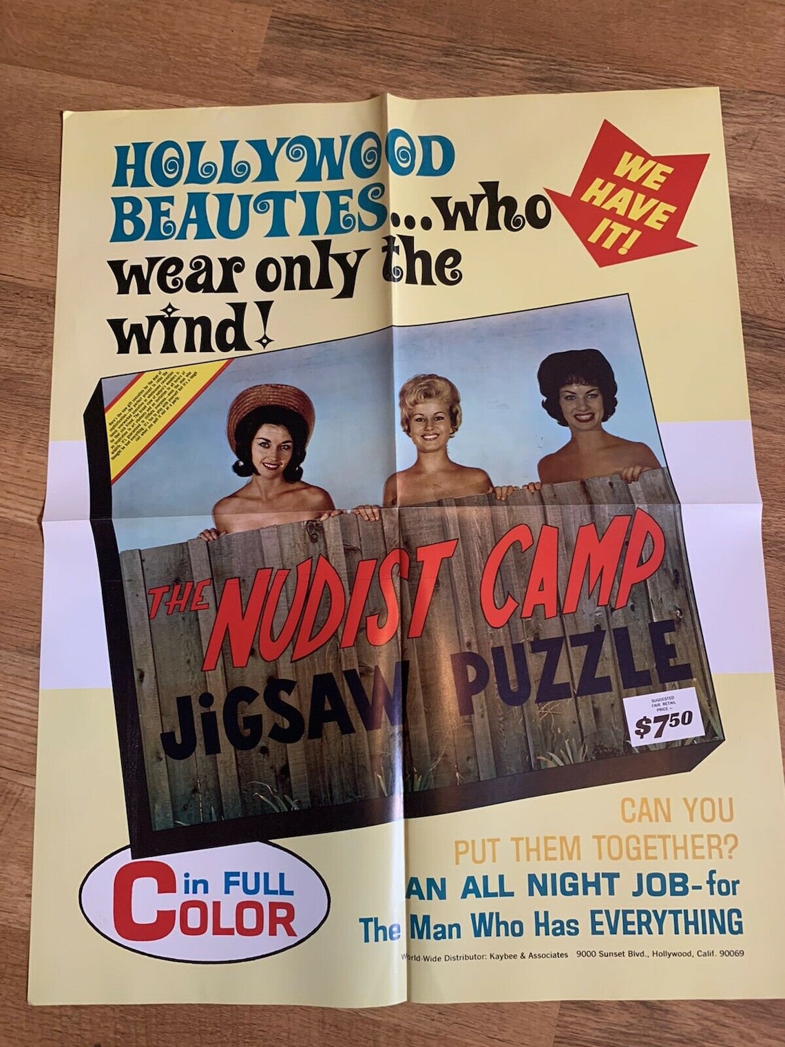 Original Nudist Camp Jigsaw Puzzle Poster Advertisement 1960s Poster