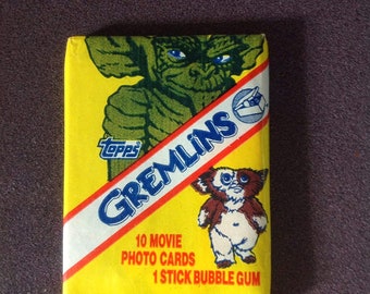 Tarjetas coleccionables de la película Gremlins de 1984, paquete de cera, Topps