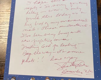 Lettre manuscrite Grand Ole Opry Star Skeeter Davis
