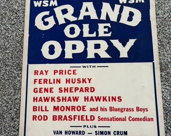 Cartel de concierto de Bill Monroe y Hawkshaw Hawkins en los años 50 y 60 en Cincinnati Gardens.