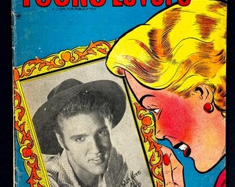 ¡JÓVENES AMANTES #18! ¡Cómic de portada de Elvis Presley! ¡Raro!