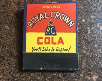 ¡El libro de fósforos RC Royal Crown Cola coincide con el colorido sin usar de 1940!