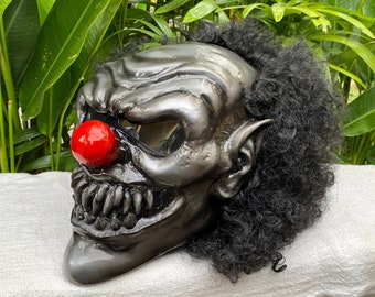 Silver Skull Custom Skull Motorcycle Helmet 3D Custom Helmet Monster Black  Clown Helmet with Hair