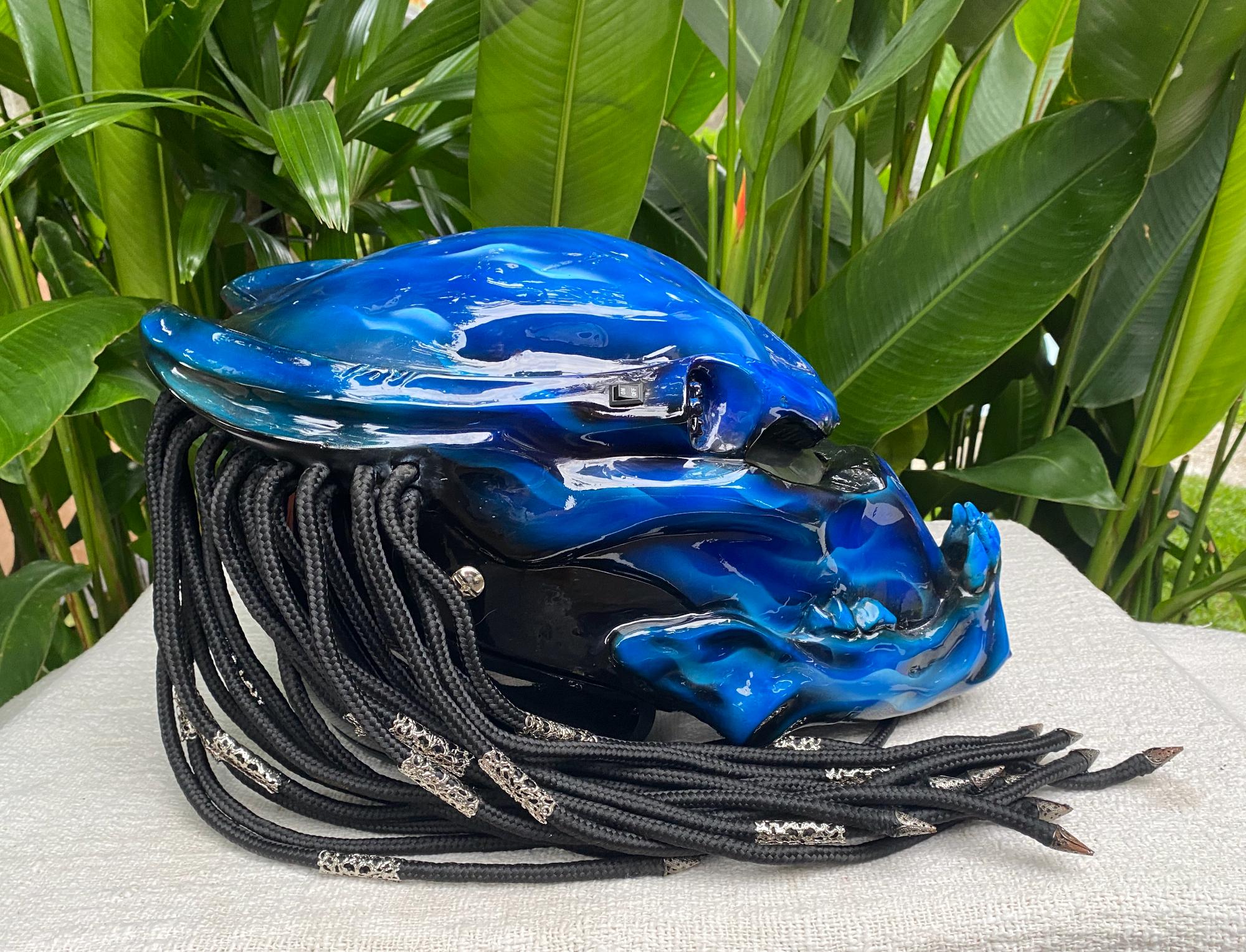 Blue Alien Predator Motorcycle Full Face Laser Light Customized Helmet ...