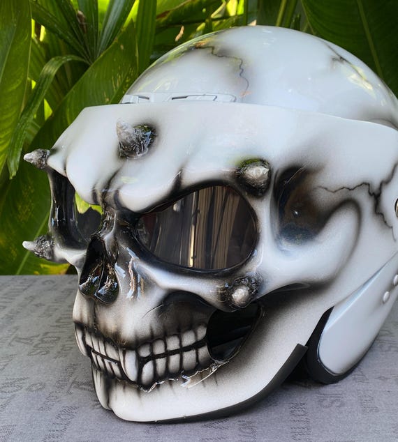 Casco Da Moto Integrale Personalizzato, Casco Da Moto Con Teschio, Casco Da Moto Personalizzato, Casco Da Moto Fatto A Mano, Casco Con Teschio - Italia