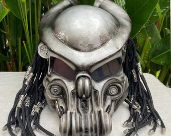 Alien Predator Robot Style Motorcycle Full Face Laser Light Customized  Helmet With Dreadlocks - Etsy