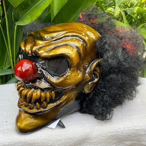 Golden Skull Custom Skull Motorcycle Helmet 3D Custom Helmet Monster Black  Clown Helmet with Hair