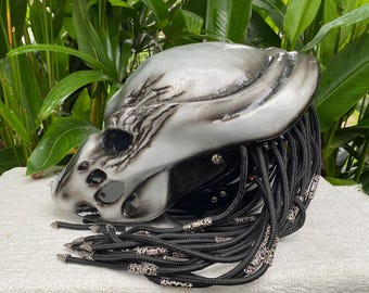 Alien Predator Motorcycle Full Face Laser Light Customized Helmet With Dreadlocks S1 - Etsy Alien Predator Motorcycle Full Face Laser Light Customized Helmet With Dreadlocks S1 - Etsy