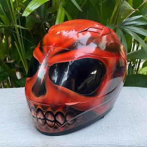 Casco de motocicleta con aerógrafo personalizado Skull de segunda calidad PRECIO BAJO