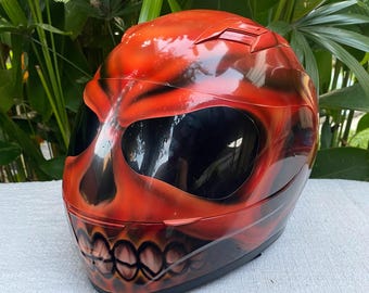 Casco de motocicleta con aerógrafo personalizado Skull de segunda calidad PRECIO BAJO