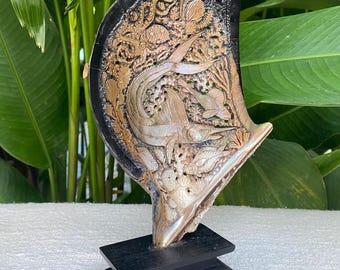 Carved Shell Sea, Ocean Life Carved Shell, Sea Pearl, carved mother of pearl, Genuine natural Sea Shell Ocean Pearl