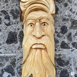 Wall Sculpture 19'' Tree Wizard Hand carved Wall Art Old Man in Tree Wall Hanging Art Forest Spirit