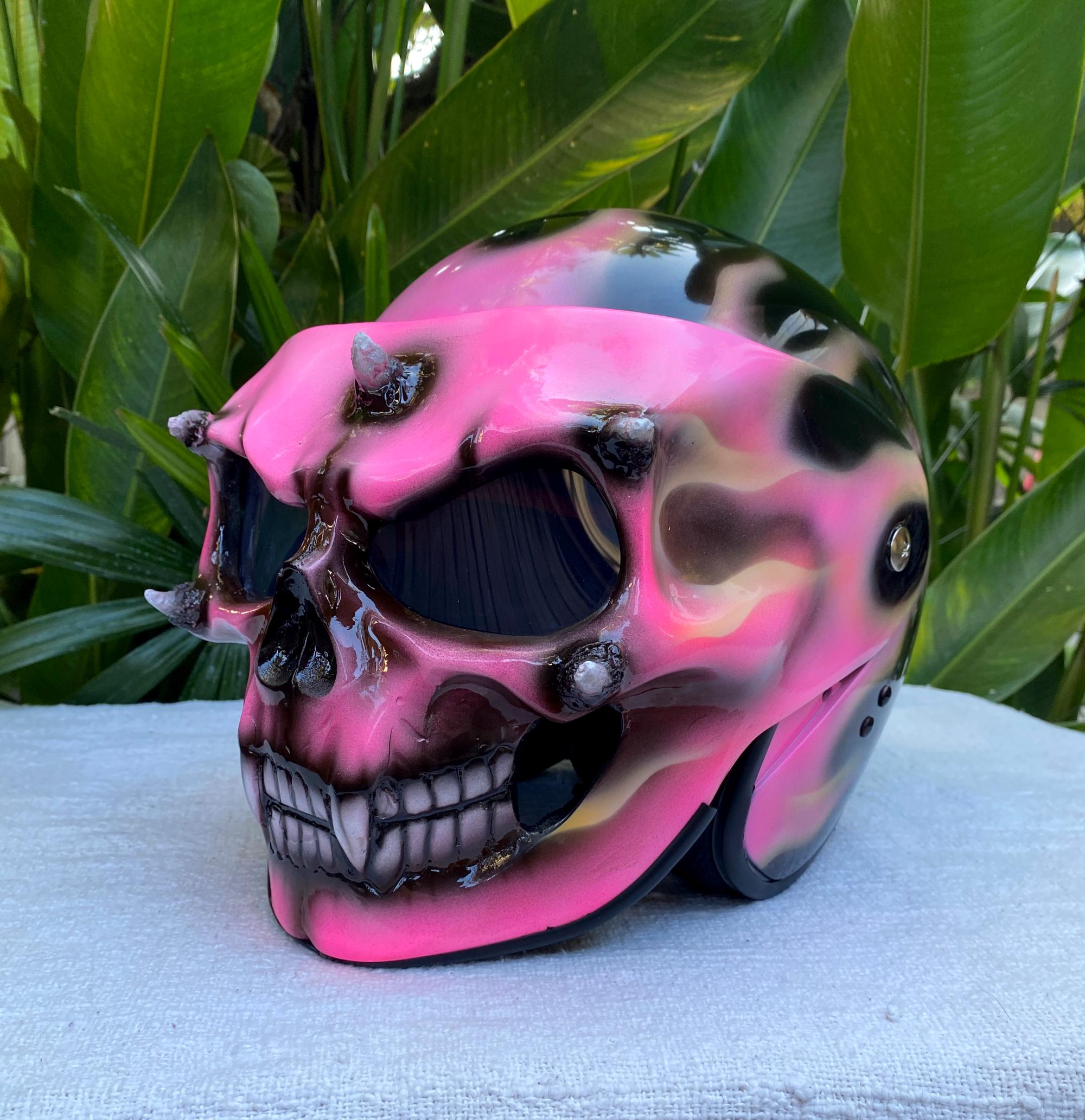 dot vented pink boneyard motorcycle helmet Daytona Skull Cap W/O Visor Hi-Gloss S Slim Line Design Offering A Sleek SPARK Adult Full Face Motorcycle