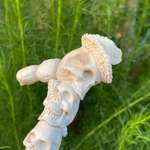 Skull Carved Moose Knife Handle, Antler Carving, snake Skull carving, Bali Knife Handle