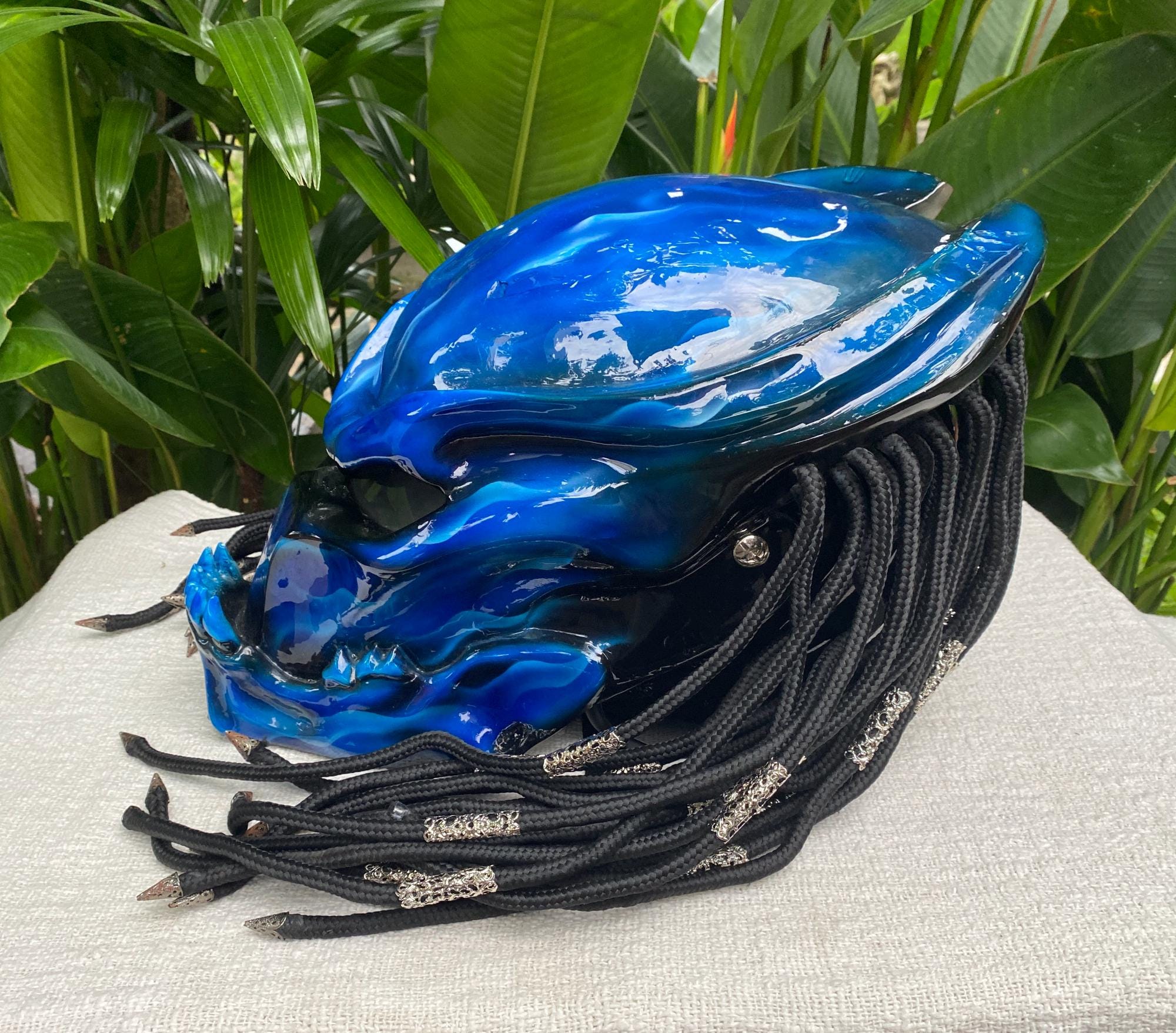 Blue Alien Predator Motorcycle Full Face Laser Light Customized Helmet ...