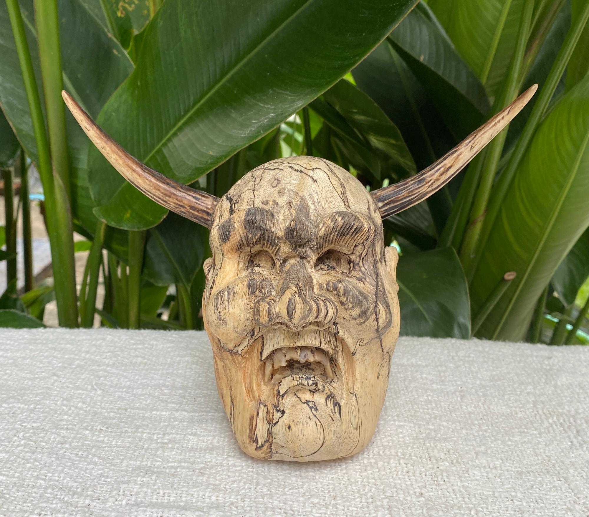 Timber Devil Carved Tamarind Wood Devil Figure With Antler Horns - Etsy