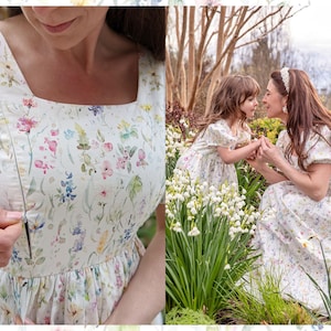 Mommy and daughter matching dresses, breastfeeding dress, formal nursing dress, mommy and me photoshoot, watercolor wildflowers, cotton