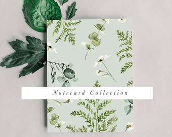 Ferns and Foliage | Watercolor Notecard & Envelope Set of 10, Folded, Blank Inside