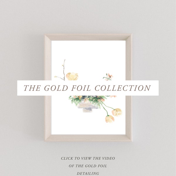 Gold Foil Collection | Chestnut & Peach | Watercolor Paintings