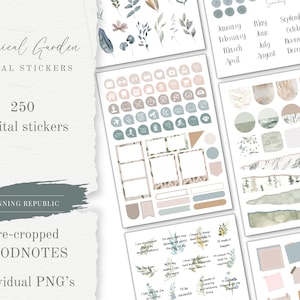 Botanischer Garten Goodnotes Aufkleber | Botanische niedliche digitale Aufkleber | Aufkleber download PNG | funktionelle Aufkleber | Bekanntheit