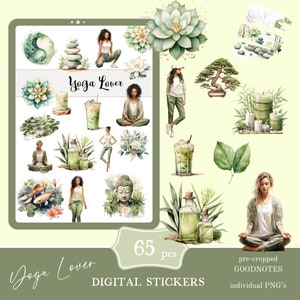 Yoga Lover Goodnotes Stickers | cute digital sticker pack | everyday stickers download PNG | functional stickers | Notability