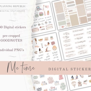 ME TIME Digital Stickers for Goodnotes | Selfcare Stickers in Neutral Color, Wellness Goodnotes Stickers for Digital Planner
