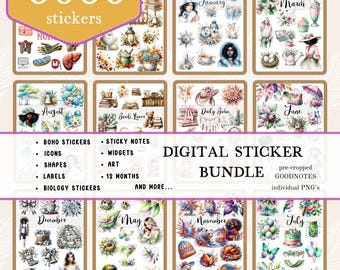 Goodnotes Sticker Bundle | Cute Digital Planner Stickers (PNG)