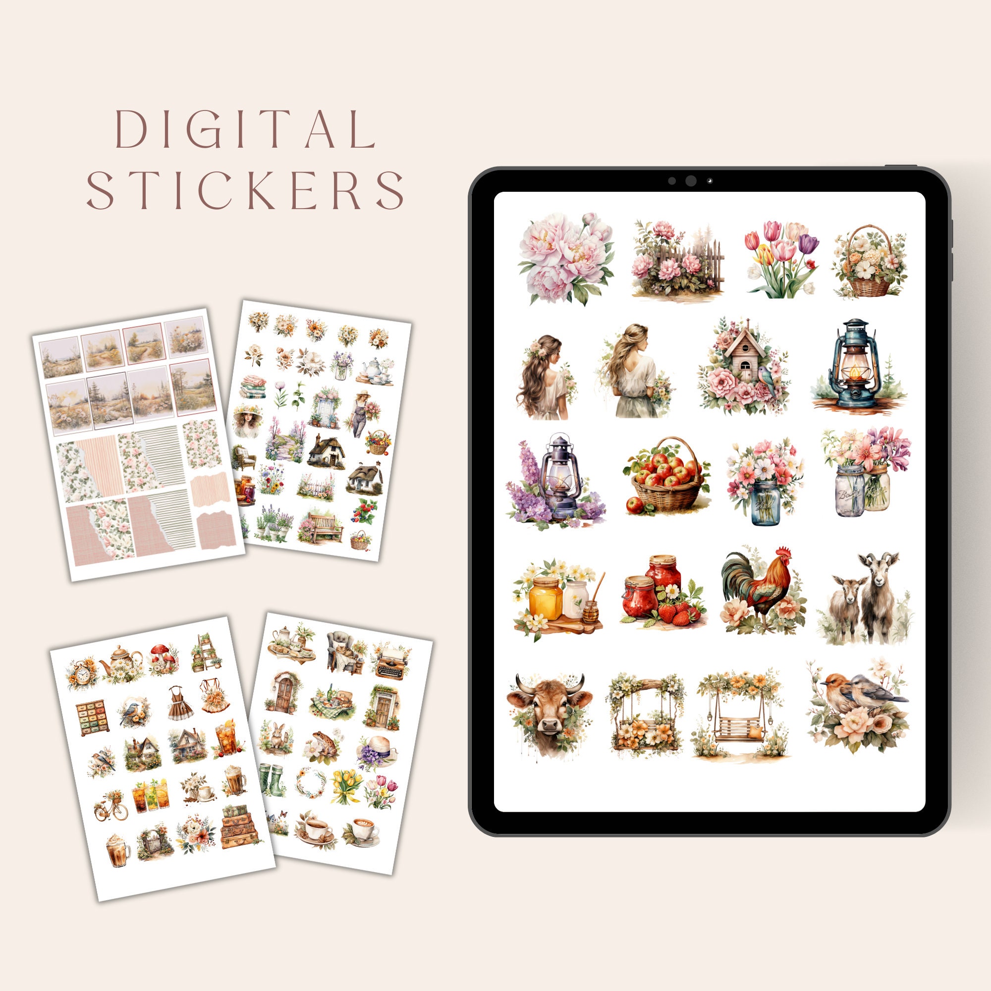 Cottagecore Stickers | Floral Goodnotes PNG Pack (digital Download) - Etsy