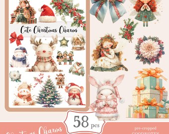 Christmas Charms Digital Stickers | Goodnotes PNG (58pcs)