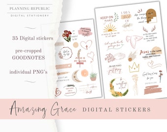 Amazing Grace Bible Digital Stickers | Goodnotes Stickers | Digital Planner Stickers | Bible Stickers