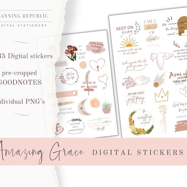 Amazing Grace Bible Digital Stickers | Goodnotes Stickers | Digital Planner Stickers | Bible Stickers