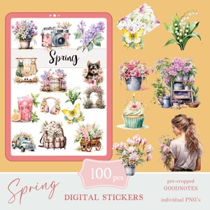 SPRING Goodnotes Stickers |cute digital sticker pack | stickers download PNG | functional stickers | Notability