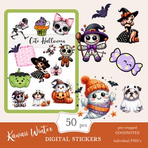 Cute Halloween Goodnotes Stickers | cute digital sticker pack | everyday stickers download PNG | functional stickers | Notability