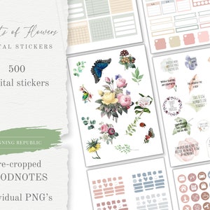 Secrets of Flowers Goodnotes Stickers | Flowers cute digital sticker pack | stickers download PNG | functional stickers | Notability