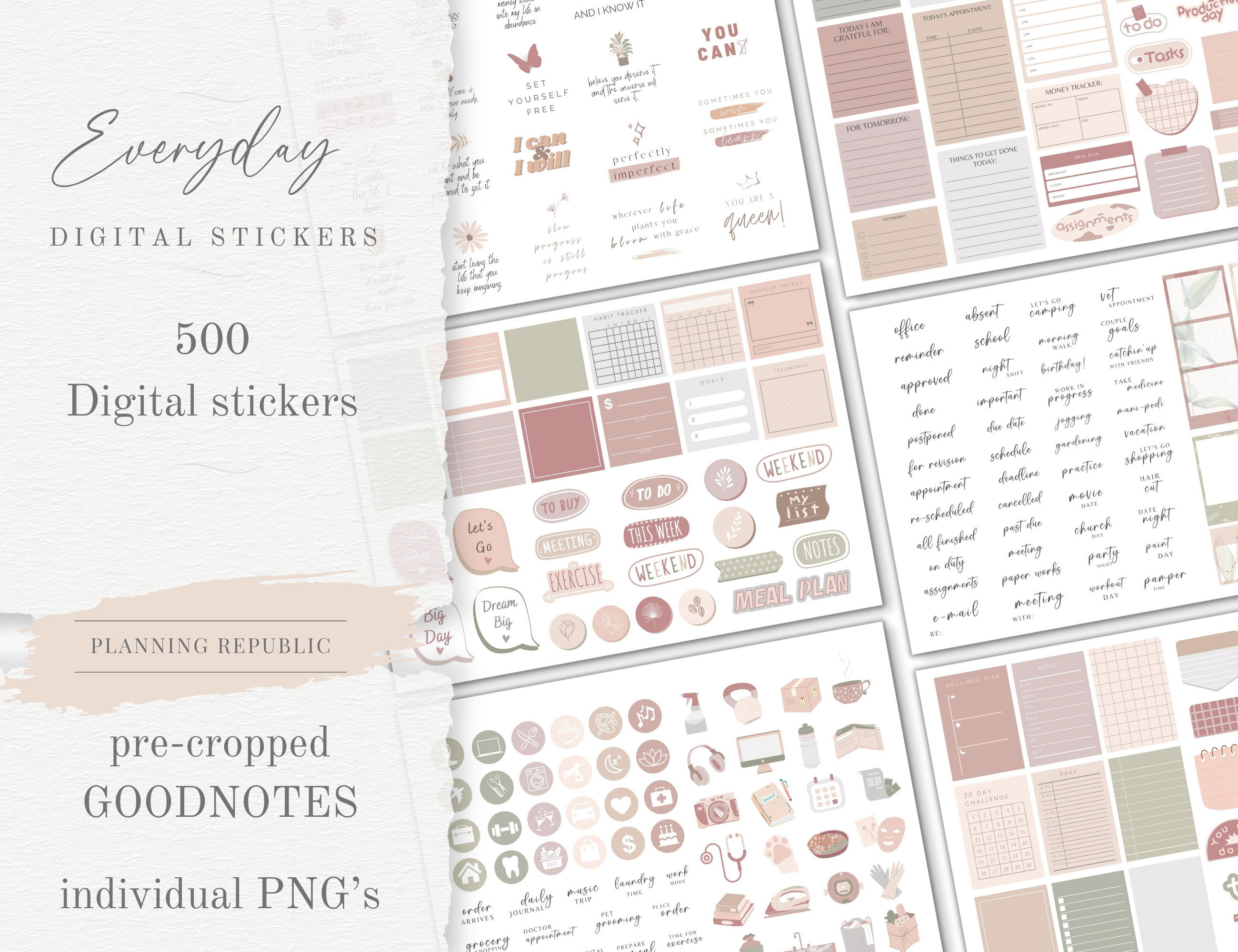 Everyday Digital Planner Stickers | Pre-cropped Goodnotes, PNG (digital ...