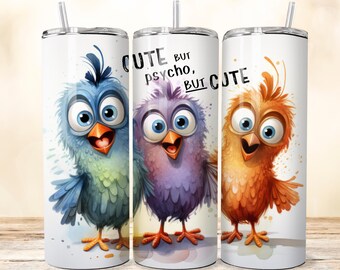 Funny Bird Tumbler Wrap: Seamless Sublimation Design (20oz) (Digital Download)