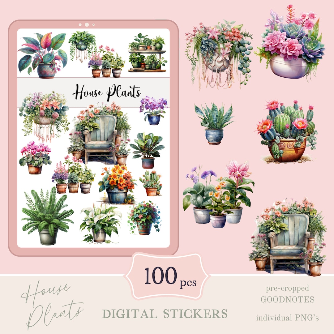 HOUSE PLANTS Goodnotes Stickers cute Digital Sticker Pack Stickers ...