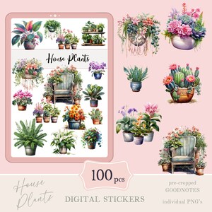 HOUSE PLANTS Goodnotes Stickers |cute digital sticker pack | stickers download PNG | functional stickers | Notability