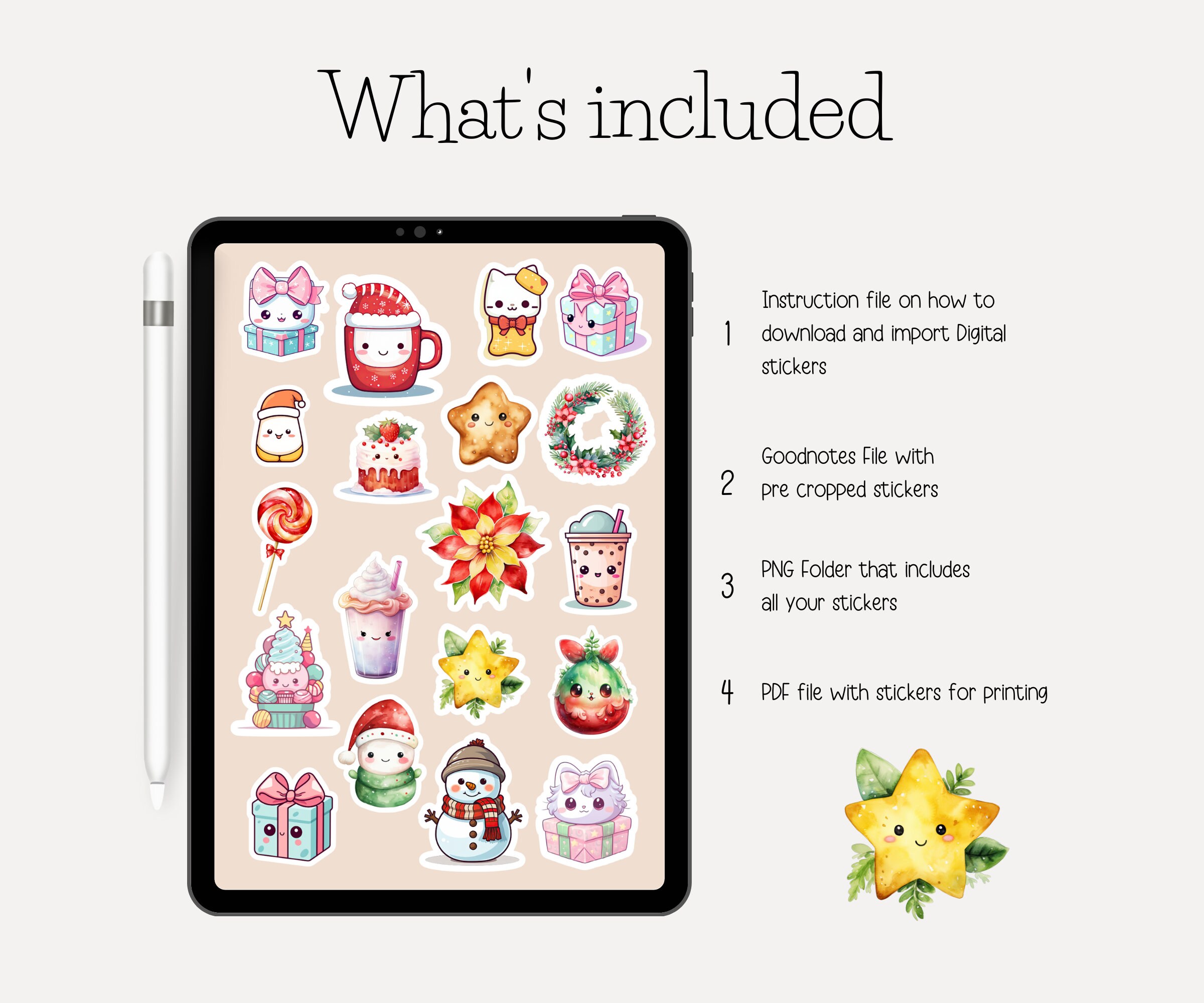 Kawaii Goodnotes Stickers cute Digital Sticker Pack Winter Stickers ...