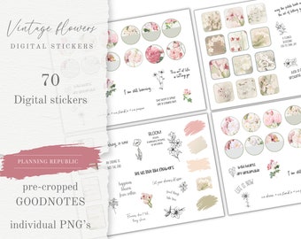 Vintage Flowers Digital Stickers | GoodNotes, Notability (PNG)