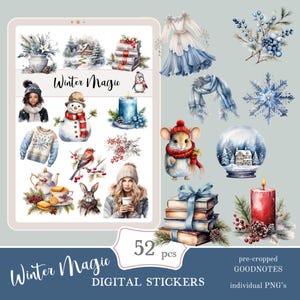 Winter Magic Goodnotes Stickers | cute digital sticker pack | Christmas everyday stickers download PNG | functional stickers | Notability