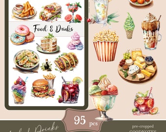 Food & Drinks Goodnotes Stickers | Cute Digital Planner Stickers (PNG)