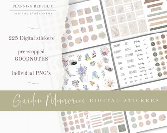 Pegatinas del planificador digital Garden Memories / Goodnotes PNG (PDF)
