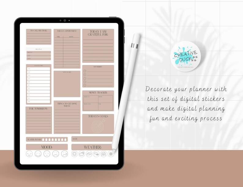 Daily Planner Widgets Digital Stickers for Goodnotes Planner Etsy