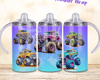 Monster Truck Sippy Cup Tumbler Wrap, kinderen 12oz (PNG)