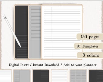 Digital Notebook Templates: 50 Note Paper Templates (PDF)