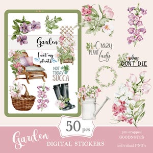 Goodnotes-stickers voor de tuin | digitaal lentestickerpakket | zomerstickers voor elke dag downloaden png | functionele stickers | Opmerkelijk: