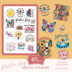 Positive Day Goodnotes Stickers | cute digital sticker pack | everyday stickers download PNG | functional stickers | Notability