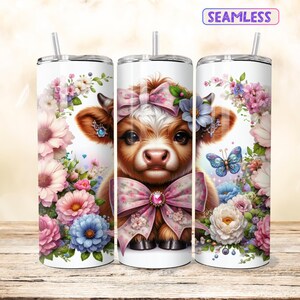HighlandCow 20oz Tumbler Wrap, HighlandCow 20 oz Tumbler Design Seamless Sublimation Tumbler Wrap